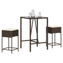 vidaXL 3-Piece Garden Bar Set with Cushions Poly Rattan Grey
