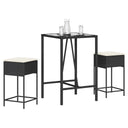 vidaXL 3-Piece Garden Bar Set with Cushions Poly Rattan Grey