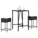 vidaXL 3-Piece Garden Bar Set with Cushions Poly Rattan Grey