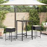 vidaXL 3-Piece Garden Bar Set with Cushions Poly Rattan Grey