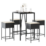 vidaXL 3-Piece Garden Bar Set with Cushions Poly Rattan Grey