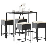 vidaXL 3-Piece Garden Bar Set with Cushions Poly Rattan Grey