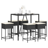 vidaXL 3-Piece Garden Bar Set with Cushions Poly Rattan Grey