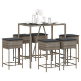 vidaXL 3-Piece Garden Bar Set with Cushions Poly Rattan Grey