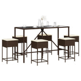 vidaXL 3-Piece Garden Bar Set with Cushions Poly Rattan Grey