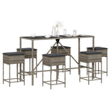 vidaXL 3-Piece Garden Bar Set with Cushions Poly Rattan Grey