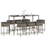 vidaXL 3-Piece Garden Bar Set with Cushions Poly Rattan Grey