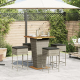 vidaXL 3-delige Tuinbarset met kussens poly rattan zwart