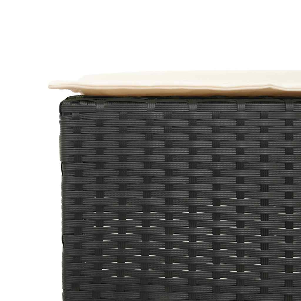 vidaXL 3-delige Tuinbarset met kussens poly rattan zwart