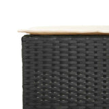 vidaXL 3-delige Tuinbarset met kussens poly rattan zwart