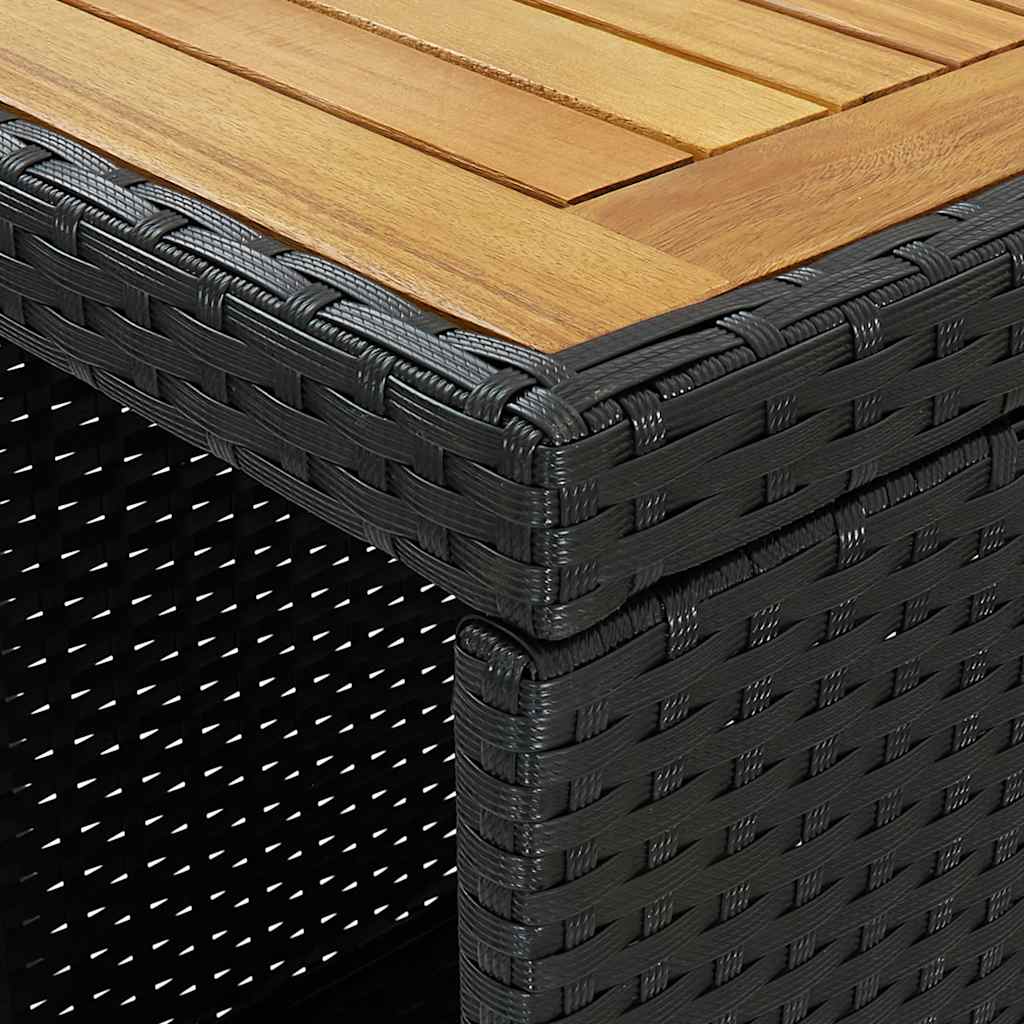 vidaXL 3-delige Tuinbarset met kussens poly rattan zwart