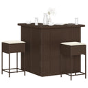 vidaXL 3-Piece Garden Bar Set with Cushions Poly Rattan Grey