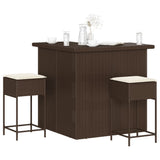vidaXL 3-Piece Garden Bar Set with Cushions Poly Rattan Grey
