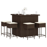 vidaXL 3-Piece Garden Bar Set with Cushions Poly Rattan Grey
