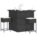 vidaXL 3-Piece Garden Bar Set with Cushions Poly Rattan Grey