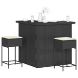 vidaXL 3-Piece Garden Bar Set with Cushions Poly Rattan Grey