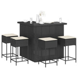 vidaXL 3-Piece Garden Bar Set with Cushions Poly Rattan Grey