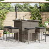 vidaXL 3-Piece Garden Bar Set with Cushions Poly Rattan Grey