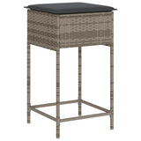 vidaXL 3-Piece Garden Bar Set with Cushions Poly Rattan Grey