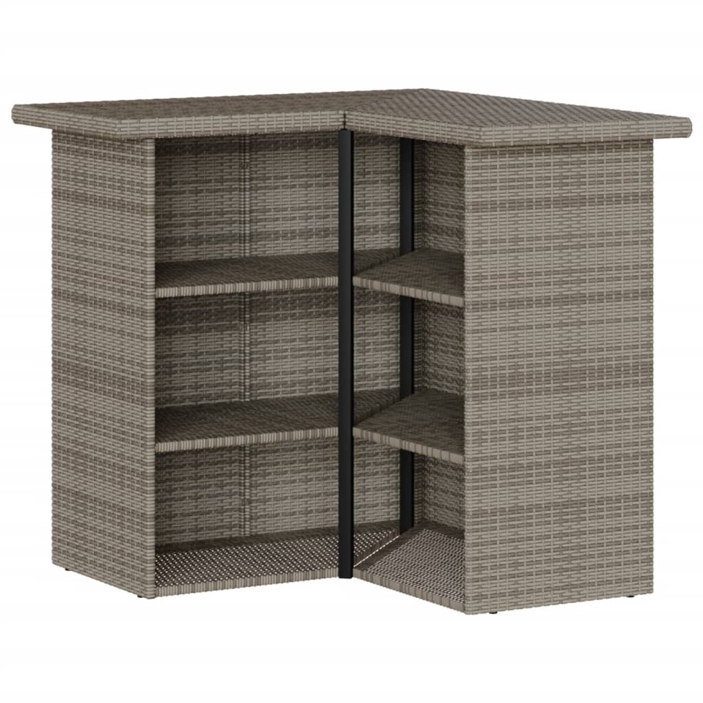 vidaXL 3-Piece Garden Bar Set with Cushions Poly Rattan Grey