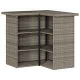 vidaXL 3-Piece Garden Bar Set with Cushions Poly Rattan Grey