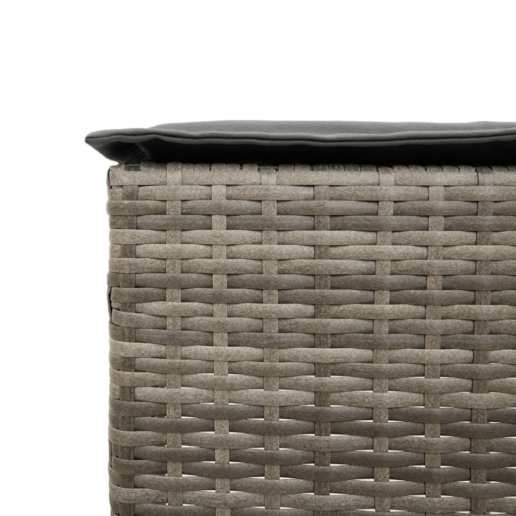 vidaXL 3-Piece Garden Bar Set with Cushions Poly Rattan Grey