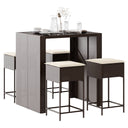 vidaXL 5-piece Garden Bar Set with Cushions Poly Rattan Brown