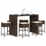 vidaXL 5-piece Garden Bar Set with Cushions Poly Rattan Brown