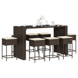 vidaXL 5-piece Garden Bar Set with Cushions Poly Rattan Brown