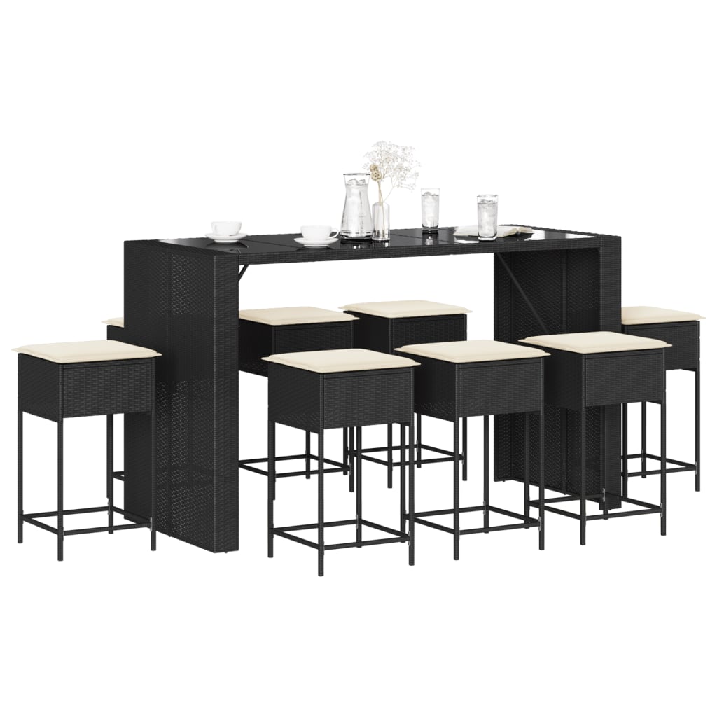 vidaXL 5-piece Garden Bar Set with Cushions Poly Rattan Brown