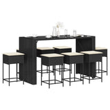 vidaXL 5-piece Garden Bar Set with Cushions Poly Rattan Brown
