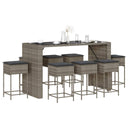 vidaXL 5-piece Garden Bar Set with Cushions Poly Rattan Brown