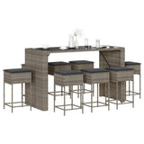 vidaXL 5-piece Garden Bar Set with Cushions Poly Rattan Brown