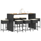 vidaXL 5-delige Tuinbarset met kussens poly rattan grijs