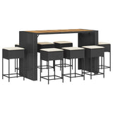 vidaXL 5-delige Tuinbarset met kussens poly rattan grijs