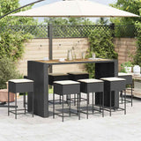vidaXL 5-delige Tuinbarset met kussens poly rattan grijs