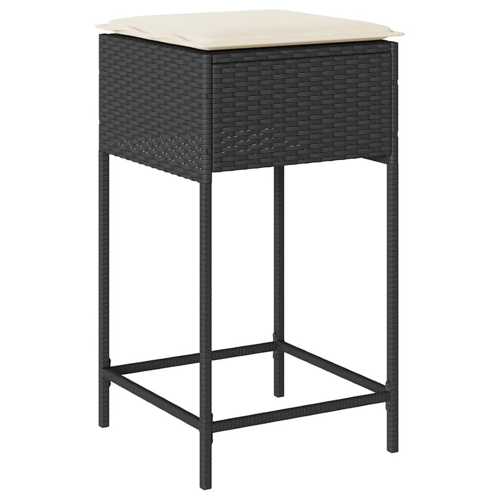 vidaXL 5-delige Tuinbarset met kussens poly rattan grijs