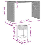 vidaXL 5-delige Tuinbarset met kussens poly rattan grijs