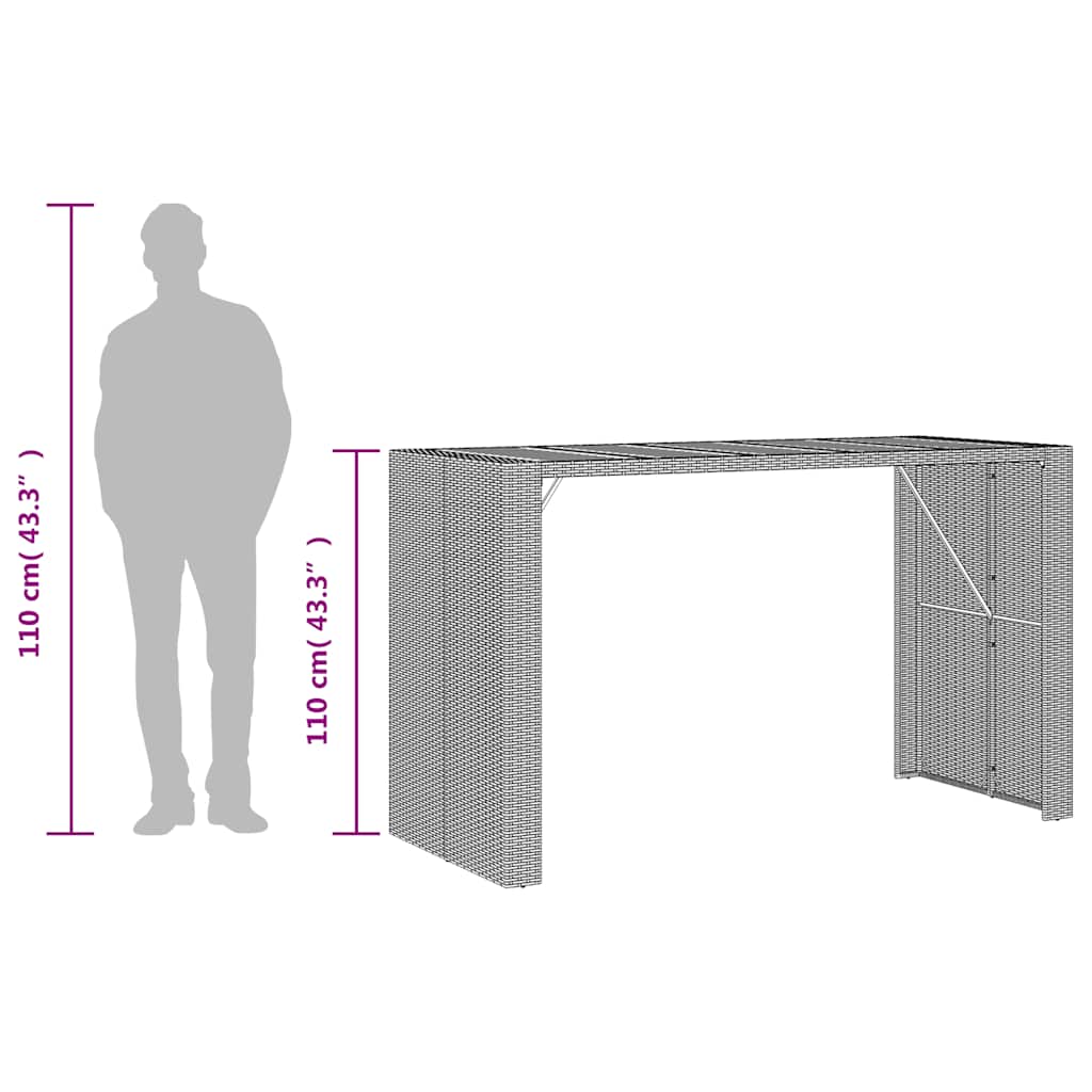 vidaXL 5-delige Tuinbarset met kussens poly rattan grijs