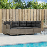 vidaXL 5-delige Loungeset met kussens poly rattan zwart