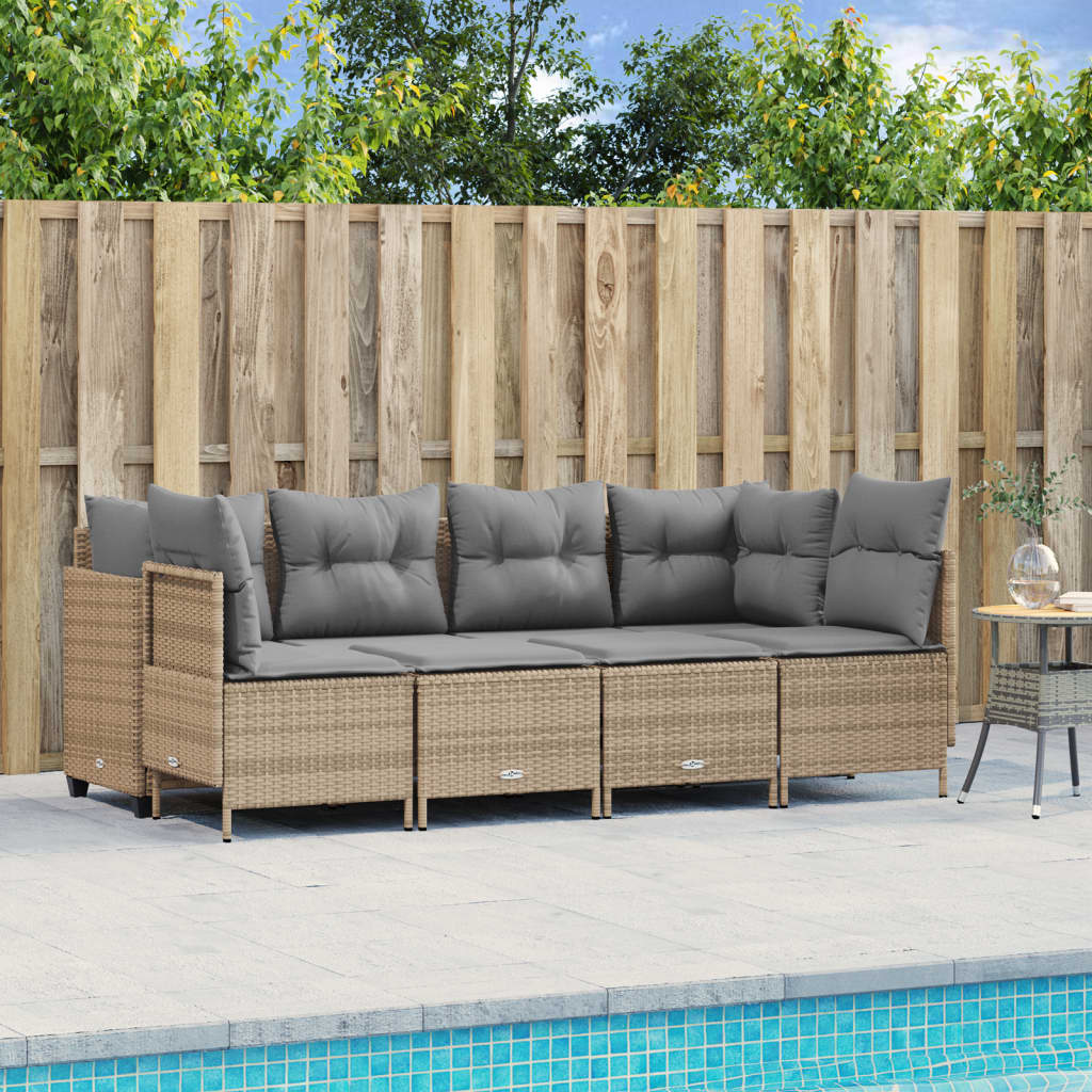 vidaXL 5-delige Loungeset met kussens poly rattan zwart