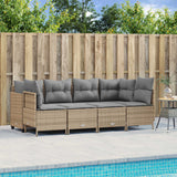 vidaXL 5-delige Loungeset met kussens poly rattan zwart