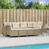 vidaXL 5-delige Loungeset met kussens poly rattan zwart