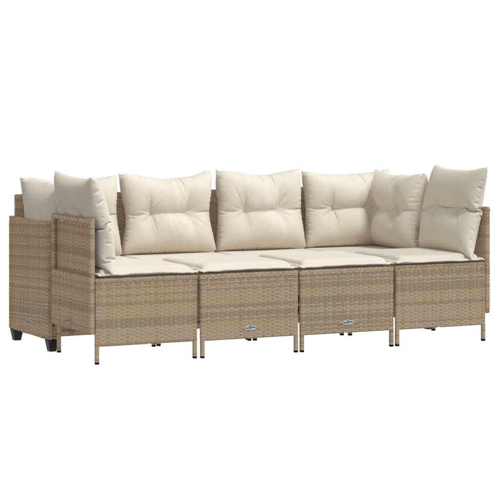 vidaXL 5-delige Loungeset met kussens poly rattan zwart