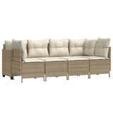 vidaXL 5-delige Loungeset met kussens poly rattan zwart