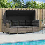 vidaXL 5-delige Loungeset met kussens poly rattan zwart