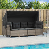 vidaXL 5-delige Loungeset met kussens poly rattan zwart