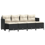 vidaXL 5-delige Loungeset met kussens poly rattan zwart