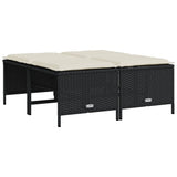 vidaXL 5-delige Loungeset met kussens poly rattan zwart