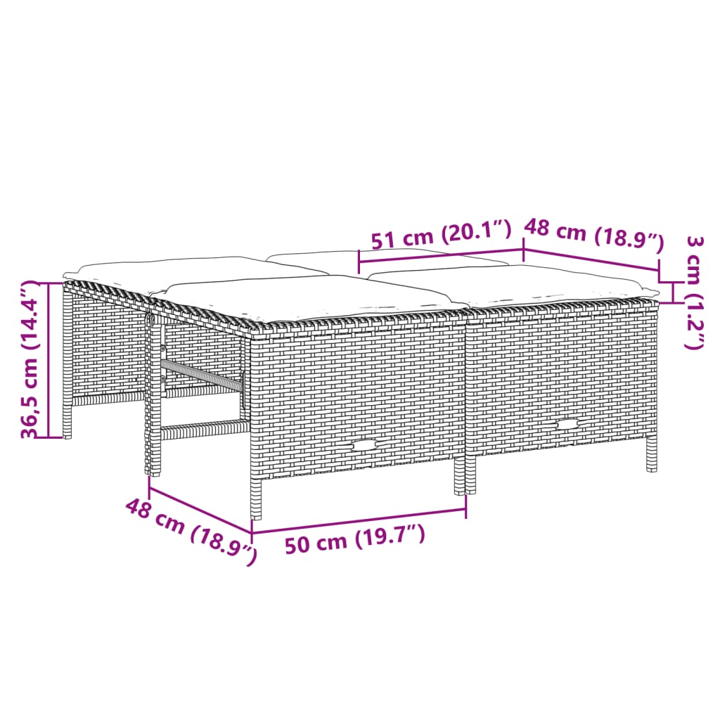 vidaXL 5-delige Loungeset met kussens poly rattan zwart